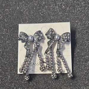 Sassy Jones Diamonique Dainty Bow Dangles (Gray)